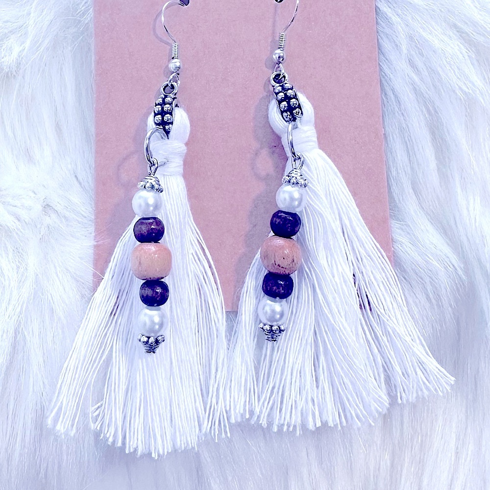 🆕hOmEmAdE w/LÖVE=jEwLeRy🏹BoHeMiAn EaRrInGs»-»MaCrÄmË DaNgLes TaSsLe aRtWoRk«-«